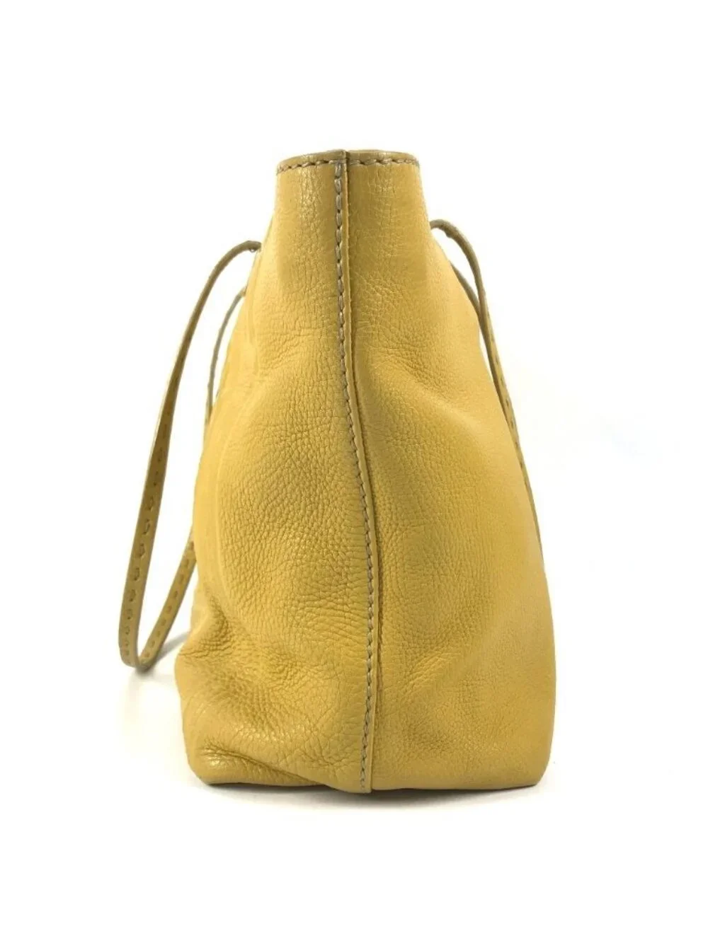 Fendi Shoulder Bag Selleria Logo Horse Pattern Leather Yellow